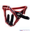 3 Dildos Red Strap On Harness