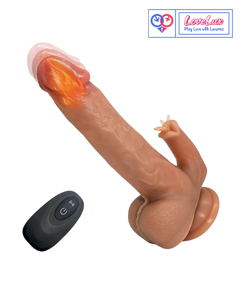 Realistic Remote Control Vibrating Thrusting Dildo with Licking Tongue Heating Strong Base Cup