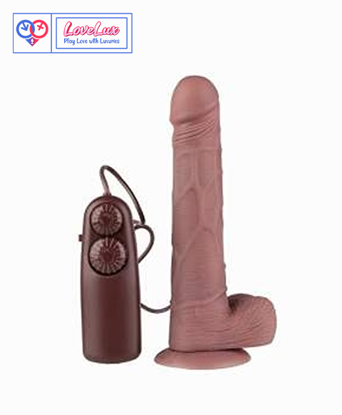 Rotating Head Realistic Dildo With Suction Cup Brown