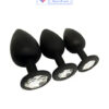 Elite 3PCS Silicone Jeweled Anal Butt Plugs Anal Trainer Set, Black SIL with Clear Gem
