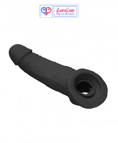 Jumbo Cock Sleeve Extender Silicon Dragon Condom 8 Inch Black