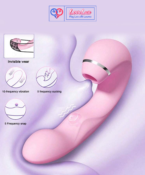 10 mode air pulse dual stimulation clitoral suction vibrator massager pink color India by LoveLuxToys.com