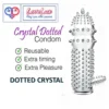 Clear crystal condom made from soft, skin-friendly silicone. Washable, reusable, and extra dotted for enhanced pleasure.