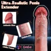 8 inch double hole penis sleeve realistic silicone penis sleeve India skin tone by LoveLuxToys