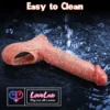 8 inch double hole penis sleeve realistic silicone penis sleeve India skin tone by LoveLuxToys