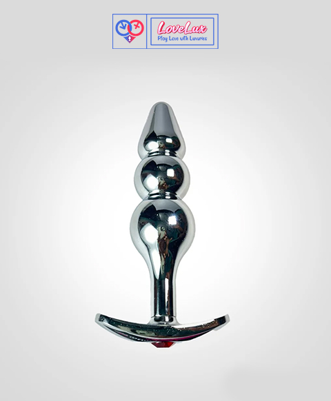3 Bead Metal Anal Plug - Large