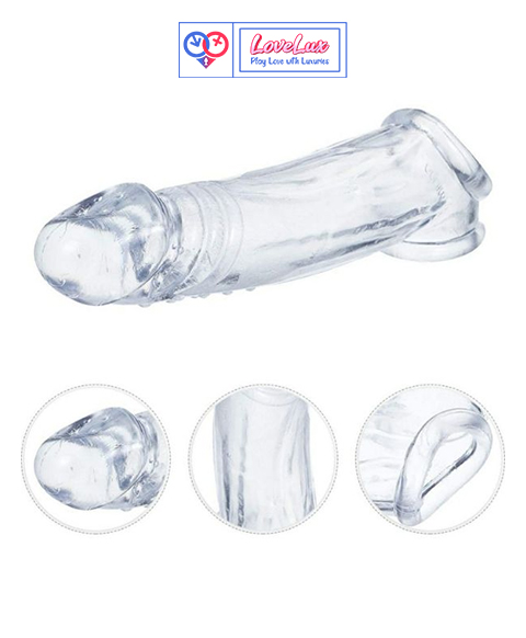 Transparent Wearable Penis Extender Sleeve. Designed for comfort and confidence, it adds extra length and girth