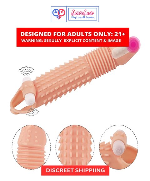 Vibrating Dragon Condom with Extra Length and Girth Extension Ribbed & Dotted Sleeve