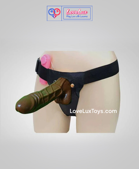 Brown Hollow Strap-on with Vibration for Men