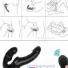 strapless strap on black double ended vibrating dildo india