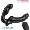 strapless strap on black double ended vibrating dildo india