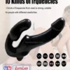 strapless strap on black double ended vibrating dildo india