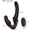 strapless strap on black double ended vibrating dildo india
