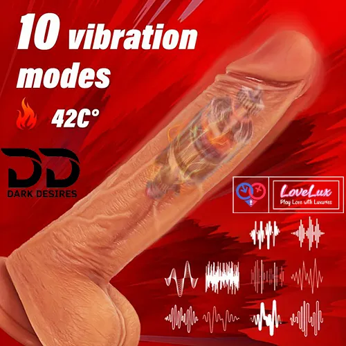 4-in-1 Remote Control 9 inch Strap-On Dildo Thrusting, Vibrating, swinging, Heating Massager Flesh Tone India By LoveLuxToys