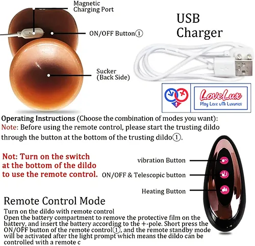 4-in-1 Remote Control 9 inch Strap-On Dildo Thrusting, Vibrating, swinging, Heating Massager Flesh Tone India By LoveLuxToys