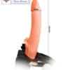 7 inch Realistic Vibrating Hollow Strap-on Dildo with Attached Vagina adjustable belt Flesh Tone in India by LoveLuxToys