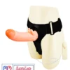 7 inch Realistic Vibrating Hollow Strap-on Dildo with Attached Vagina adjustable belt Flesh Tone in India by LoveLuxToys