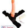 7 inch Realistic Vibrating Hollow Strap-on Dildo with Attached Vagina adjustable belt Flesh Tone in India by LoveLuxToys