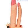 Add 3 inch Vibrating Double Penis Sleeve Anal, virginia Dildo in Flesh Tone India by LoveLuxToys