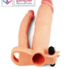 Add 3 inch Vibrating Double Penis Sleeve Anal, virginia Dildo in Flesh Tone India by LoveLuxToys