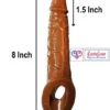 8 inch penis silicone girth enhancer sleeve with ball strap Brown Color India by LoveLuxToys