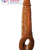 8 inch penis silicone girth enhancer sleeve with ball strap Brown Color India by LoveLuxToys