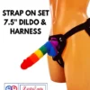8 inch rainbow silicone strap on dildo with balls soft flexible India By LoveLuxToys