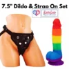8 inch rainbow silicone strap on dildo with balls soft flexible India By LoveLuxToys