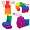 8 inch rainbow silicone strap on dildo with balls soft flexible India By LoveLuxToys