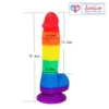 8 inch rainbow silicone strap on dildo with balls soft flexible India By LoveLuxToys