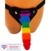 8 inch rainbow silicone strap on dildo with balls soft flexible India By LoveLuxToys