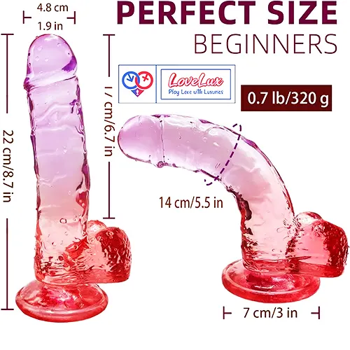 Twin Colour Pink red Jelly Strap-On Dildo without ball 9 Inch premium adjustable belt in India by LoveLuxToys