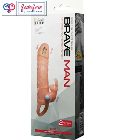 vibrating penis sleeve with rabbit stimulator vibrating Flesh tone India By LoveLuxToys