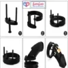 Soft Silicone Male Chastity Cage Locking Device with 5 Adjustable Rings Black Color In India By LoveLuxToys