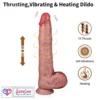 inch thrusting dildo with heating, vibrating, and remote control functions skin tone India by LoveLuxToys.com