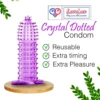 Pink crystal condom made from soft, skin-friendly silicone. Washable, reusable, and extra dotted for enhanced pleasure.