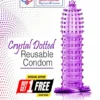 Pink crystal condom made from soft, skin-friendly silicone. Washable, reusable, and extra dotted for enhanced pleasure.