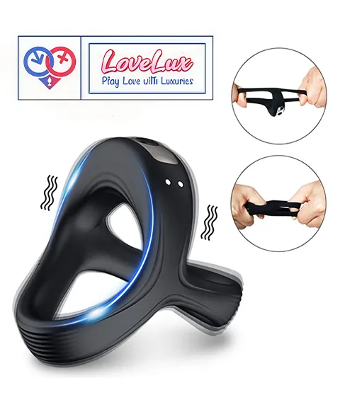 vibrating cock ring with 10 frequency settings and soft silicone design black color usb charging India besharamtoys.com