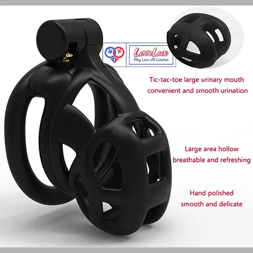 cobra style 3D chastity cage for men with hollow lightweight locking design LOVEluxtoys.com