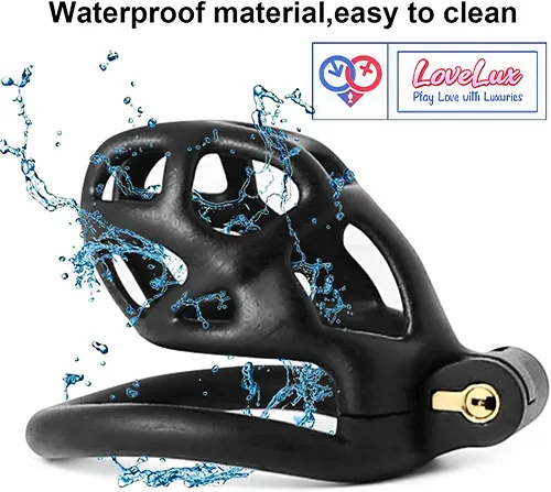 cobra style 3D chastity cage for men with hollow lightweight locking design LOVEluxtoys.com