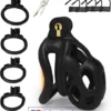 cobra style 3D chastity cage for men with hollow lightweight locking design LOVEluxtoys.com