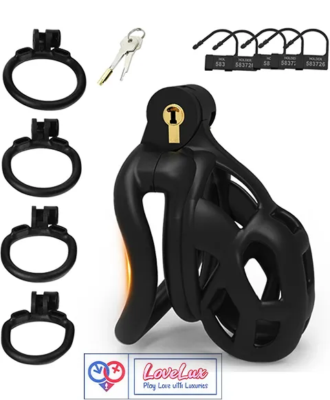 cobra style 3D chastity cage for men with hollow lightweight locking design LOVEluxtoys.com