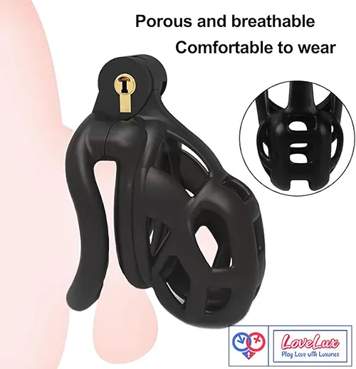 cobra style 3D chastity cage for men with hollow lightweight locking design LOVEluxtoys.com