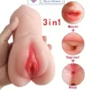 3 in 1 Realistic Tight Anus, Vagina & Mouth Pocket Pussy Masturbator Cup flesh Tone soft and elastic material India loveluxtoys