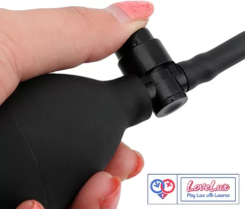 inflatable butt plug with air filling pump for adults. Adjustable, soft, and comfortable for beginners and experienced users black color LoveLuxToys