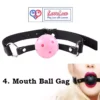 8 piece BDSM bondage kit perfect for couple mix black and pink color, mouth ball gag with black belt.