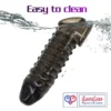 dotted double hole penis sleeve india cock sleeve with dragon condom Reusable, stretchy, and comfortable for enhanced performance black color loveluxtoys