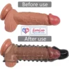 dotted double hole penis sleeve india cock sleeve with dragon condom Reusable, stretchy, and comfortable for enhanced performance black color loveluxtoys