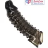 dotted double hole penis sleeve india cock sleeve with dragon condom Reusable, stretchy, and comfortable for enhanced performance black color loveluxtoys